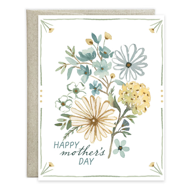 {with scripture} Mother's Day card - Blue & Gold Flowers