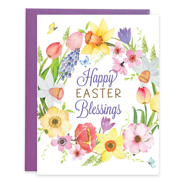 {with scripture} Easter card - Spring Flower Wreath