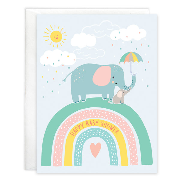 {with scripture} Baby Card - Elephant on Rainbow