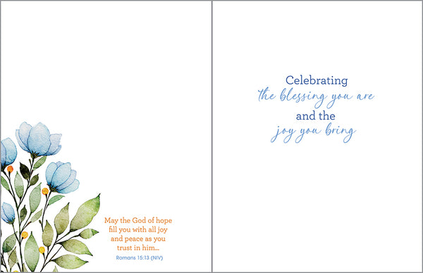 {with scripture} Birthday Card - Blue Blooms