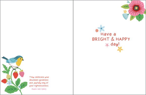 {with scripture} Birthday Card - Bird and Strawberries