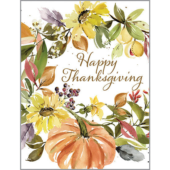 Thanksgiving card - Flowers and Pumpkins, Gina B Designs