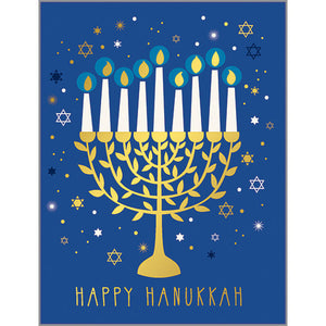 Hanukkah card - Gold Menorah, Gina B Designs