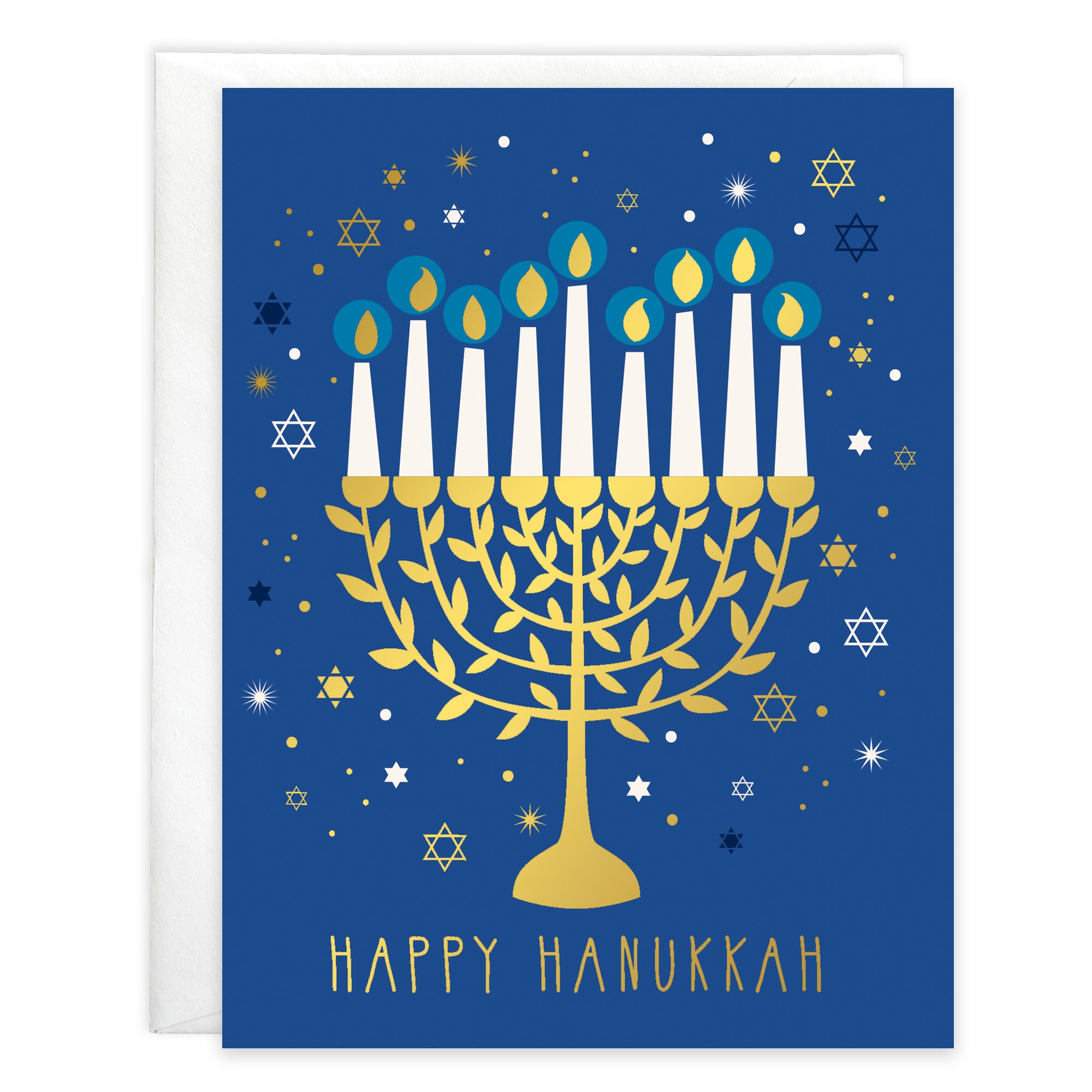 Hanukkah card - Gold Menorah
