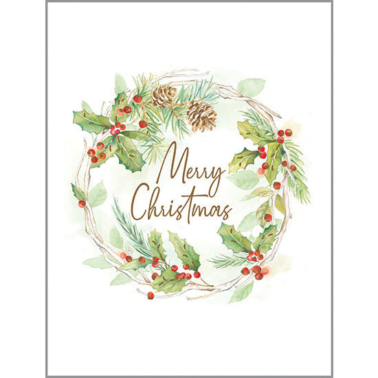 Christmas card - Holly Wreath, Gina B Designs
