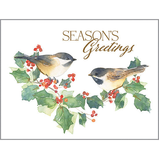 Christmas card - Holly Chickadee, Gina B Designs