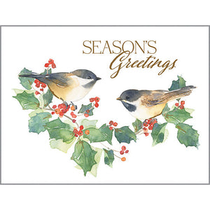 Christmas card - Holly Chickadee, Gina B Designs