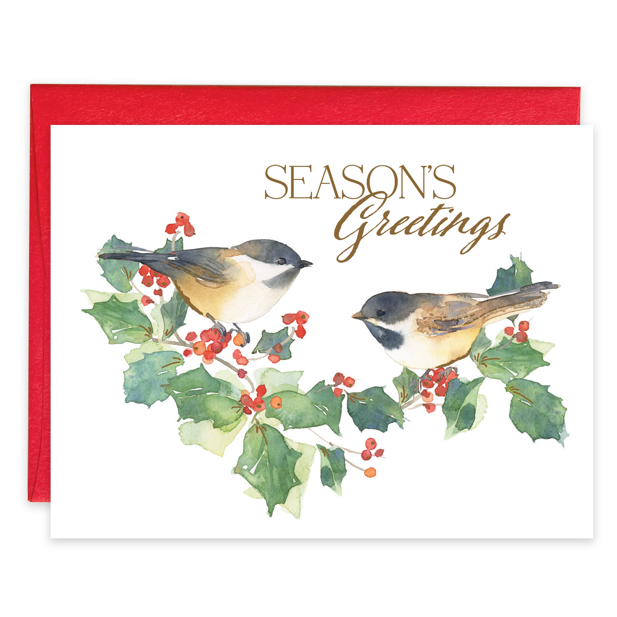 Christmas card - Holly Chickadee