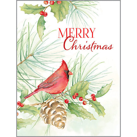 Christmas card - Cardinal Bough, Gina B Designs