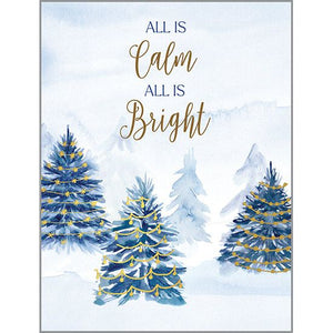 Christmas card - Blue Peace Trees, Gina B Designs