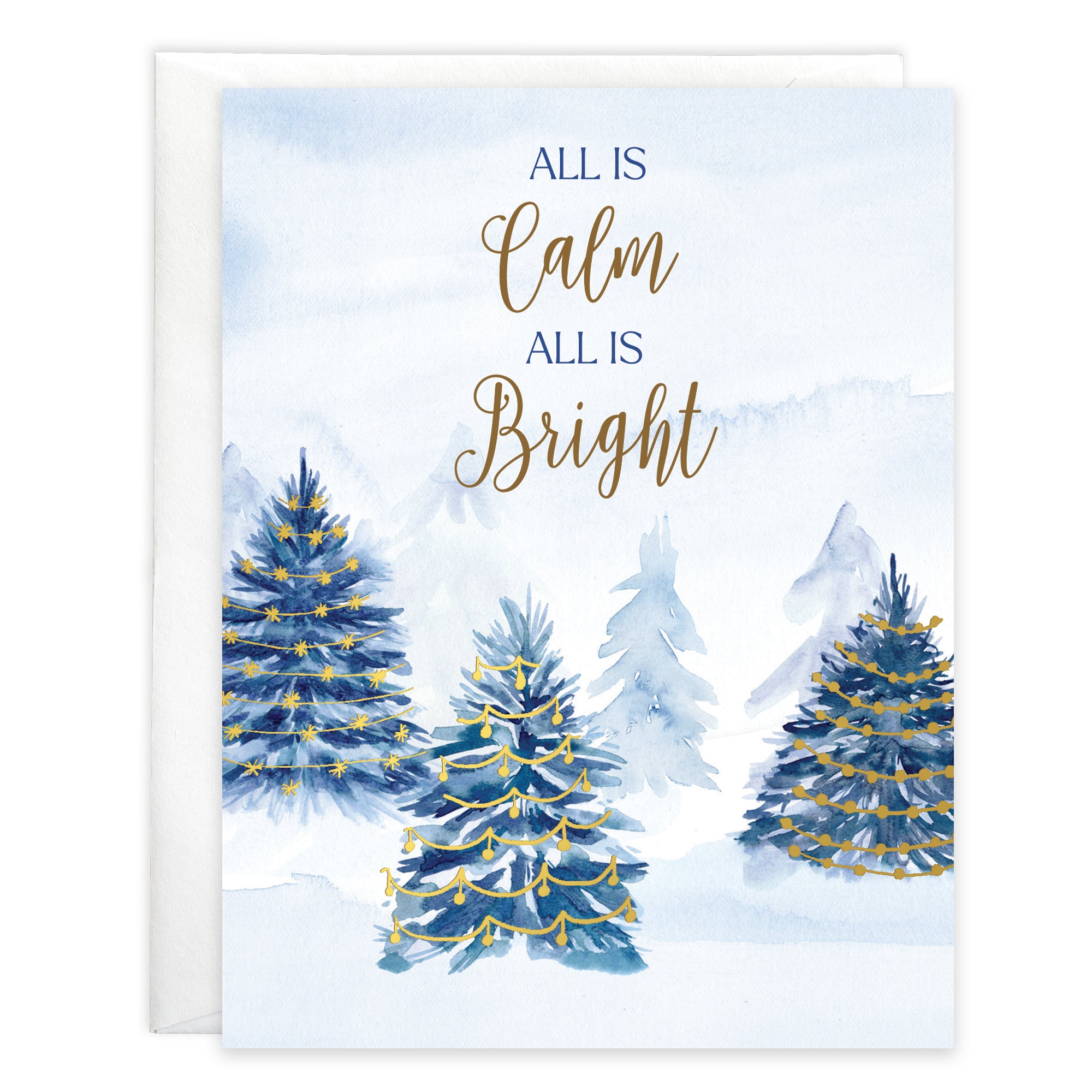 Christmas card - Blue Peace Trees