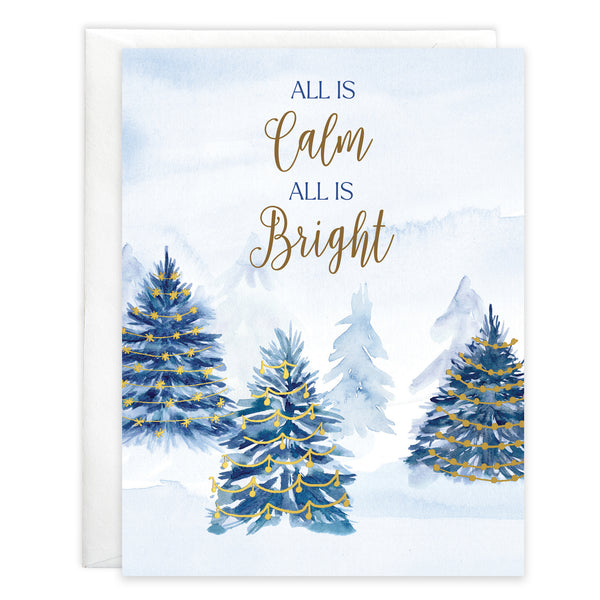 Christmas card - Blue Peace Trees