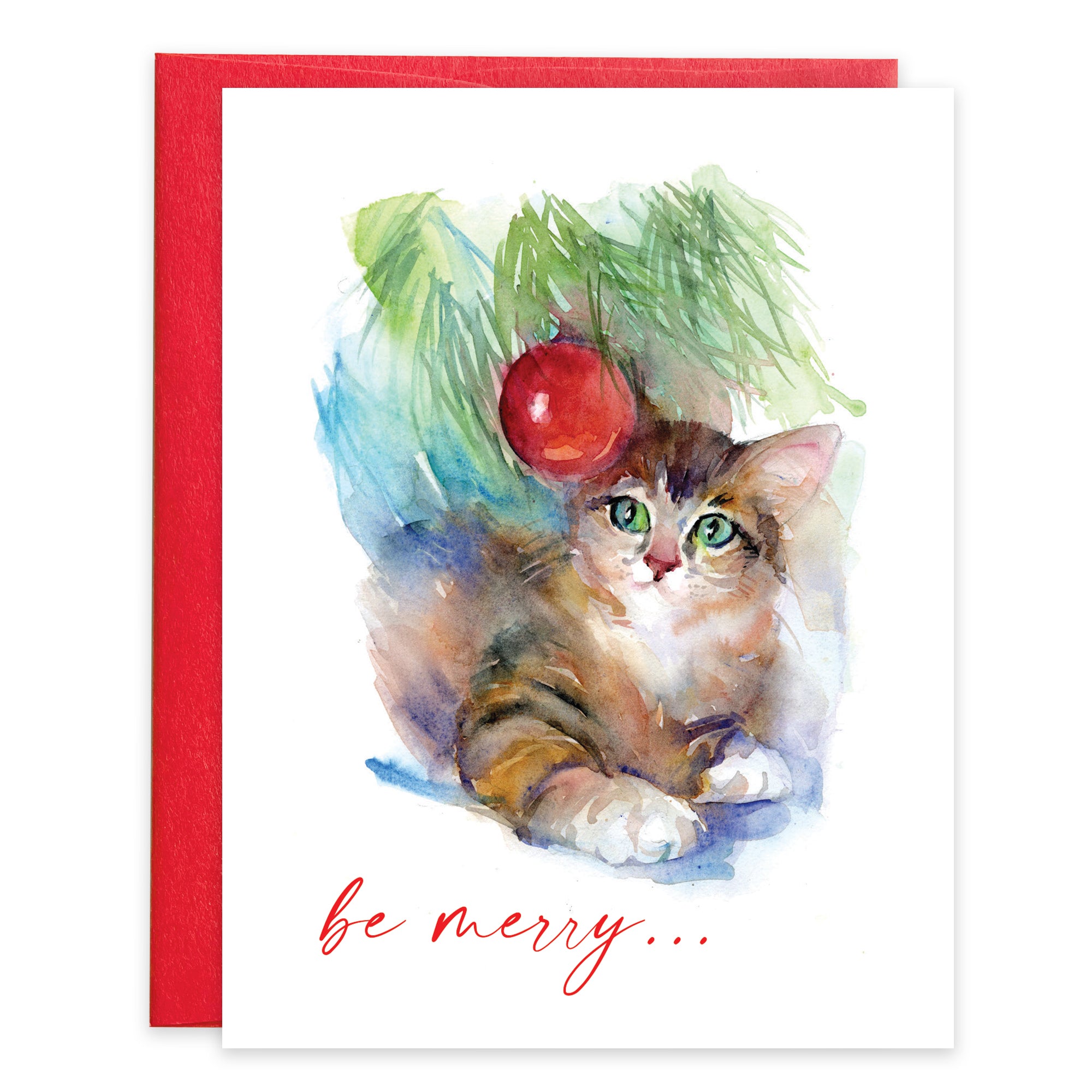 Christmas card - Kitten Under Tree