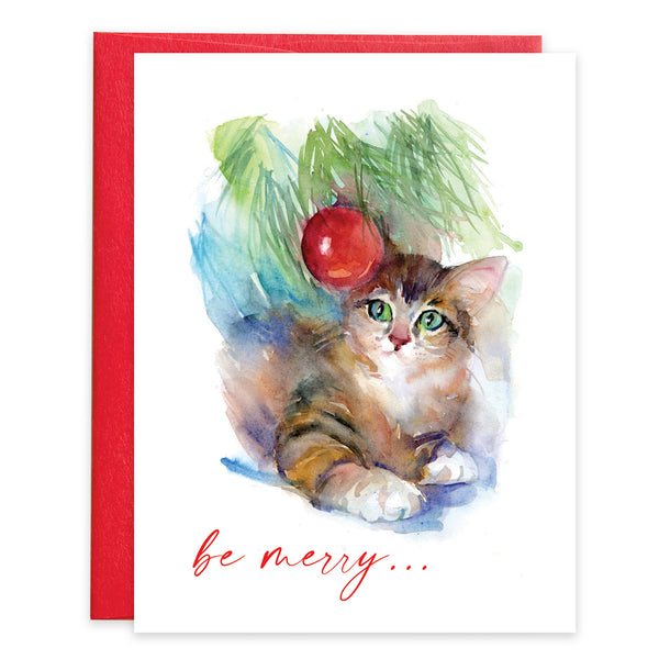 Christmas card - Kitten Under Tree