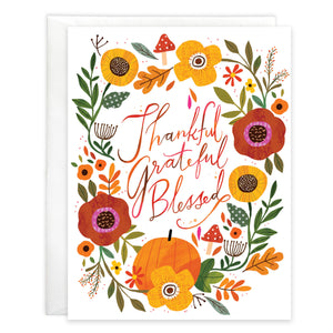Thanksgiving card 3 pack - Fall Flower Border