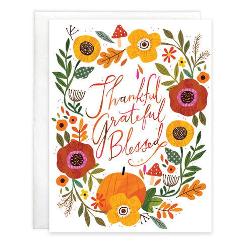 Thanksgiving card 3 pack - Fall Flower Border