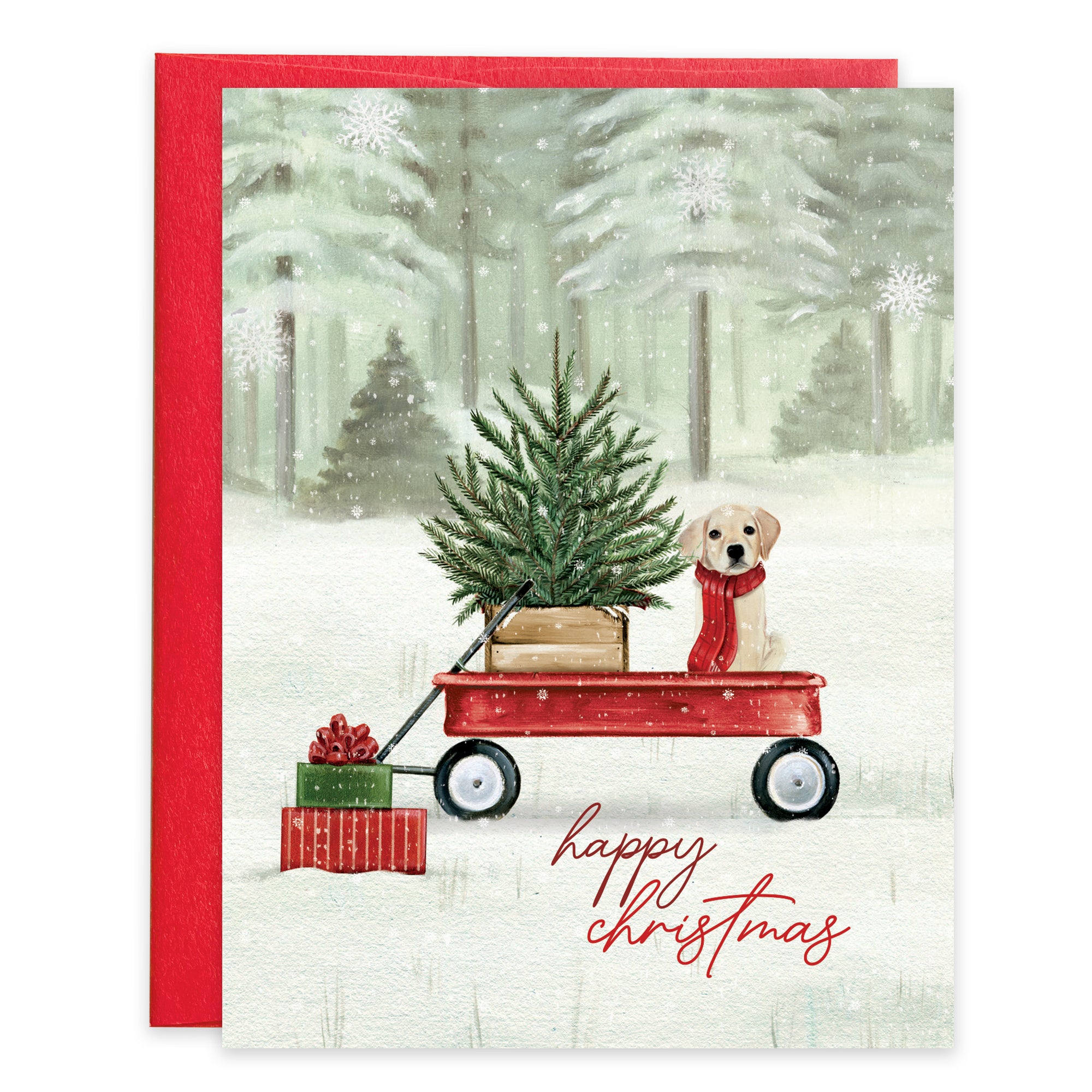 Christmas card - Puppy in Wagon