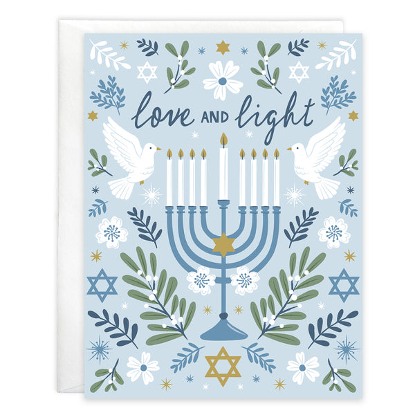 Hanukkah card - Menorah and Doves
