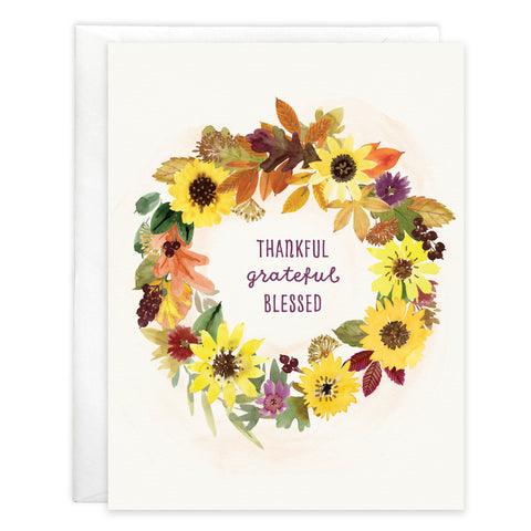 {with scripture} 3 pack Thanksgiving card - Sunflower Wreath