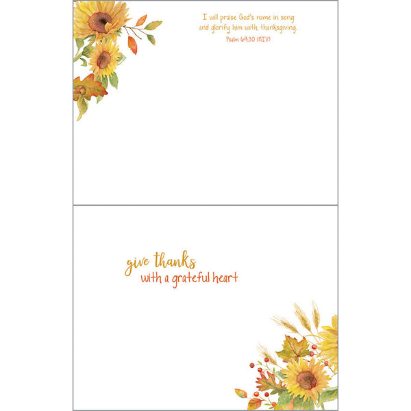 {with scripture} Thanksgiving card - Sunflowers & Pumpkin, Gina B Designs