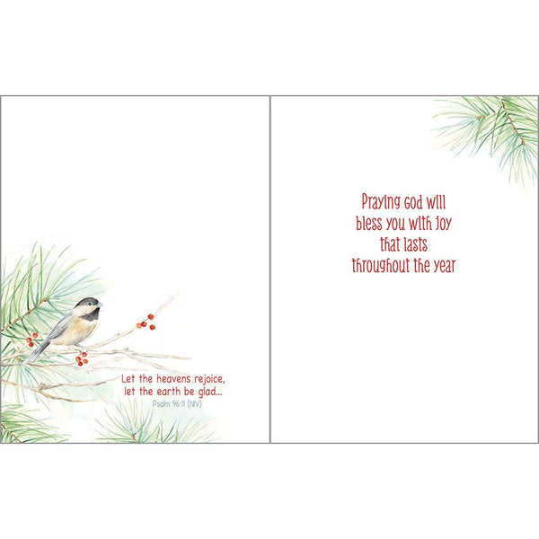 {with scripture} Christmas card - Chickadees/Pine