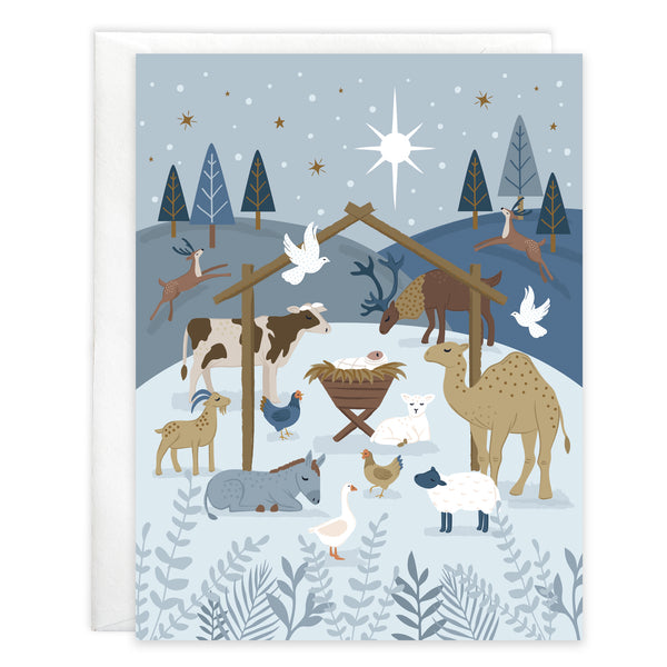 {with scripture} Christmas card - Animal Nativity