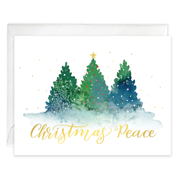 {with scripture} Christmas card - Watercolor Pines