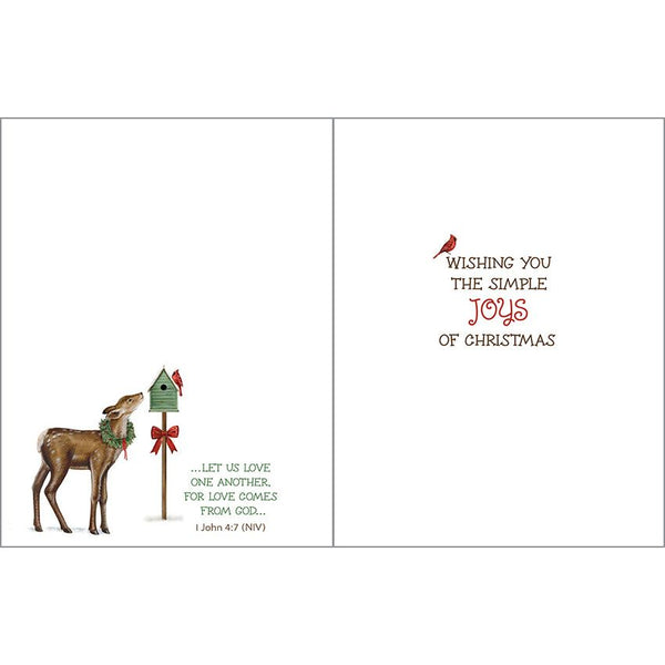 {with scripture} Christmas card - Deer & Birdhouse
