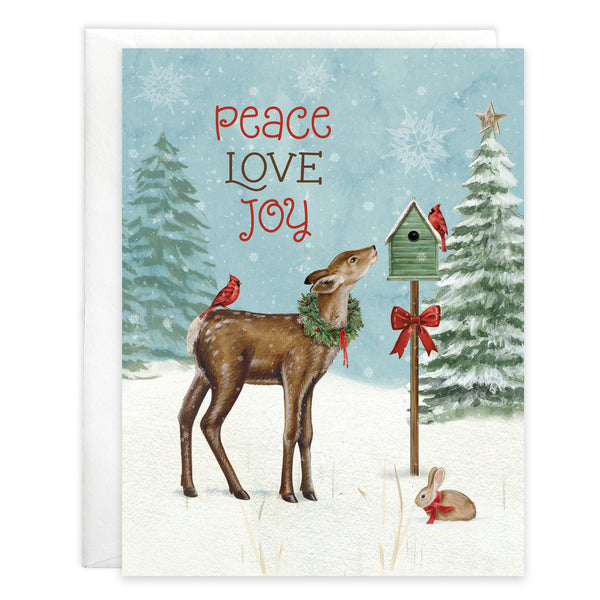 {with scripture} Christmas card - Deer & Birdhouse