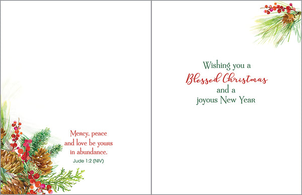 {with scripture} Christmas card - Pinecones & Berries