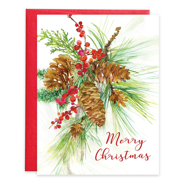 {with scripture} Christmas card - Pinecones & Berries