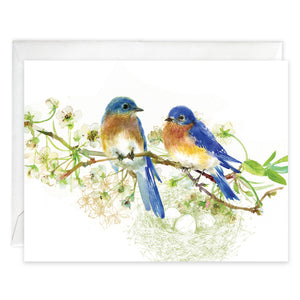 Blank Note Card  - Blue Birds