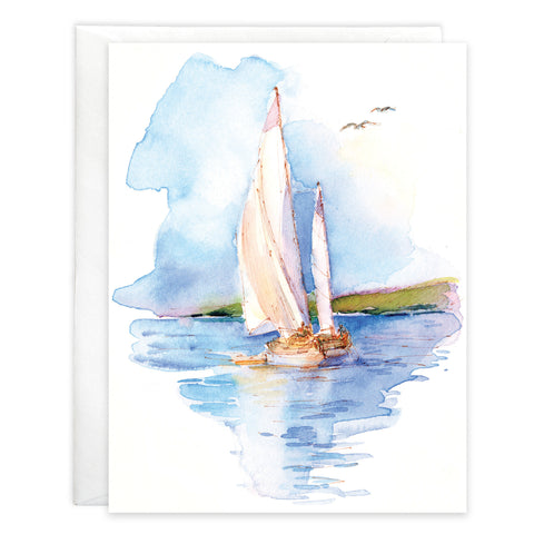 Blank Note Card  - Summer Sailboat