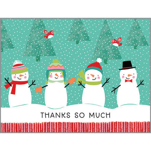 Blank Thank You Note Card  - 4 Snowmen, Gina B Designs