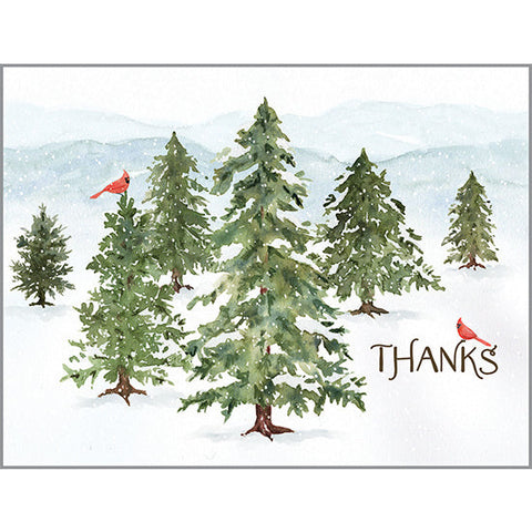 Blank Thank You Note Card  - Winter Forest, Gina B Designs