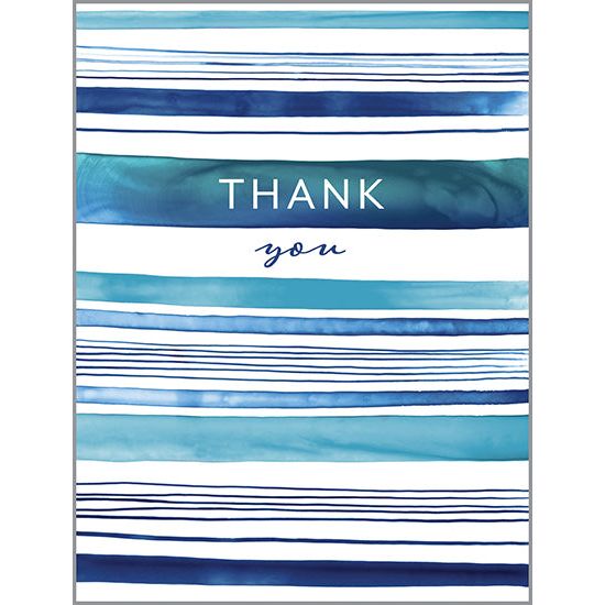 Blank Thank You Note Card - Blue Stripes
