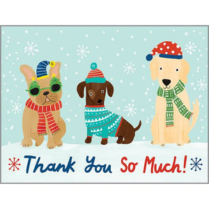 Blank Note Card  - 3 Winter Pups, Gina B Designs