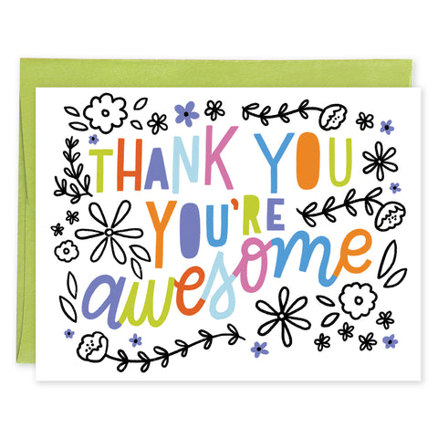 Blank Thank You Note Card  - Thank You Good Day Awesome