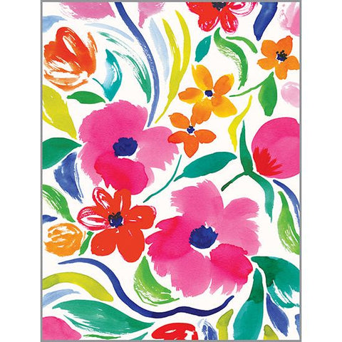 Blank Note Card  - Painterly Blooms, Gina B Designs