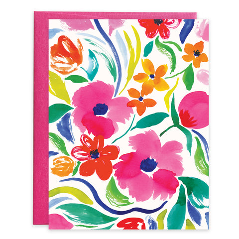 Blank Note Card  - Painterly Blooms