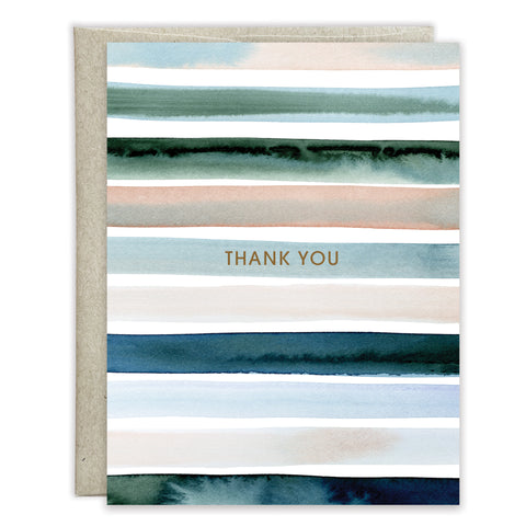 Blank Thank You Note Card   - Thank You Soft Blue Stripes