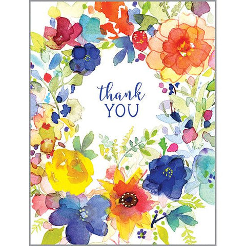 Blank Note Card  - Thank You All Flowers, Gina B Designs