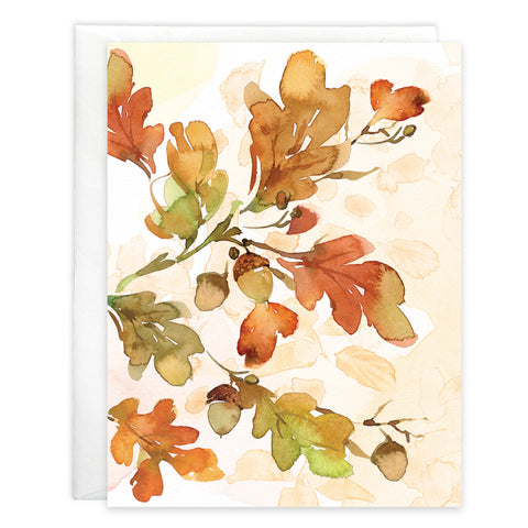 Blank Note Card  - Oak Leaves
