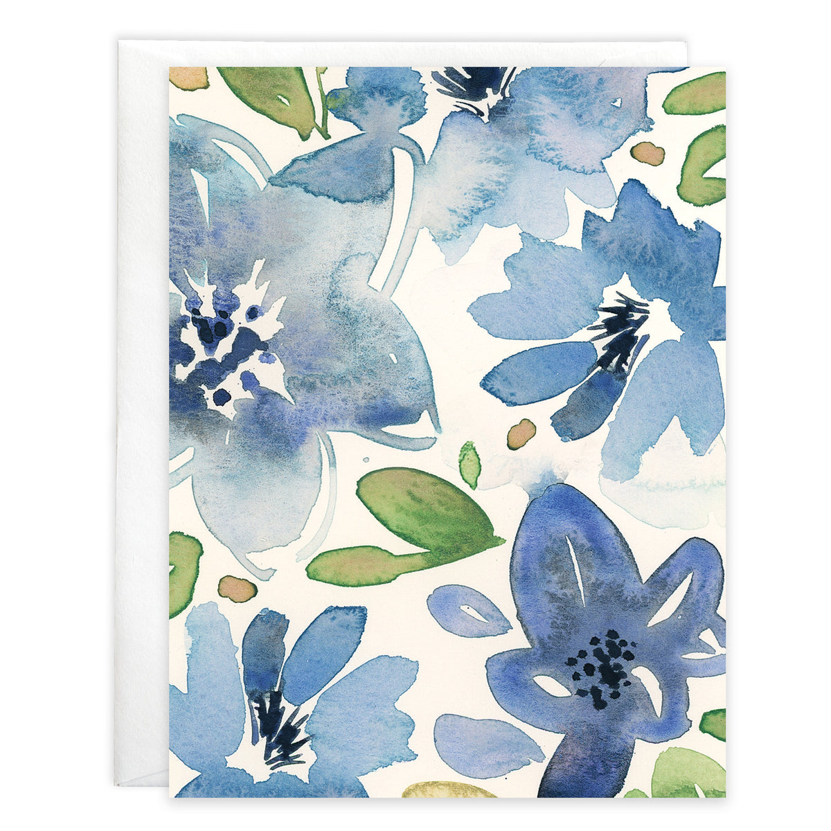 Blank Note Card - Big Blue Blooms – Gina B Designs