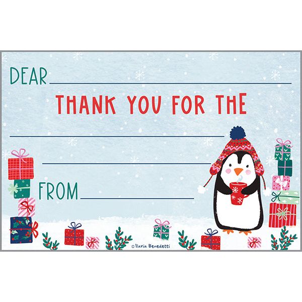 Holiday Kids Thank You Postcards - Penguin & Presents, Gina B Designs