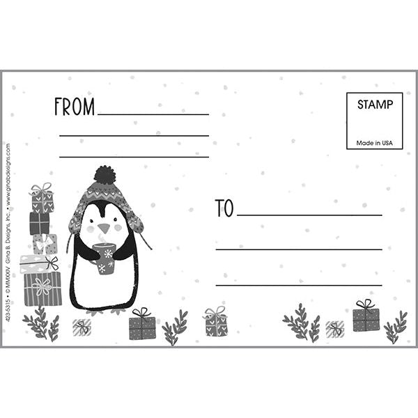 Holiday Kids Thank You Postcards - Penguin & Presents, Gina B Designs