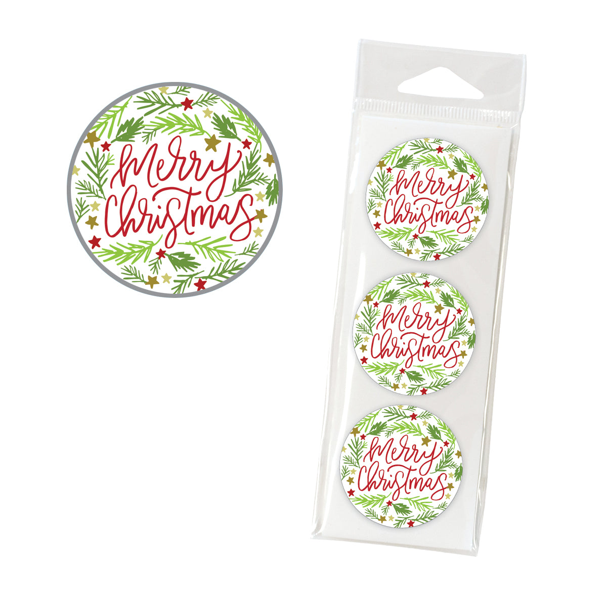 Holiday Envelope Seals - Merry Branches & Stars