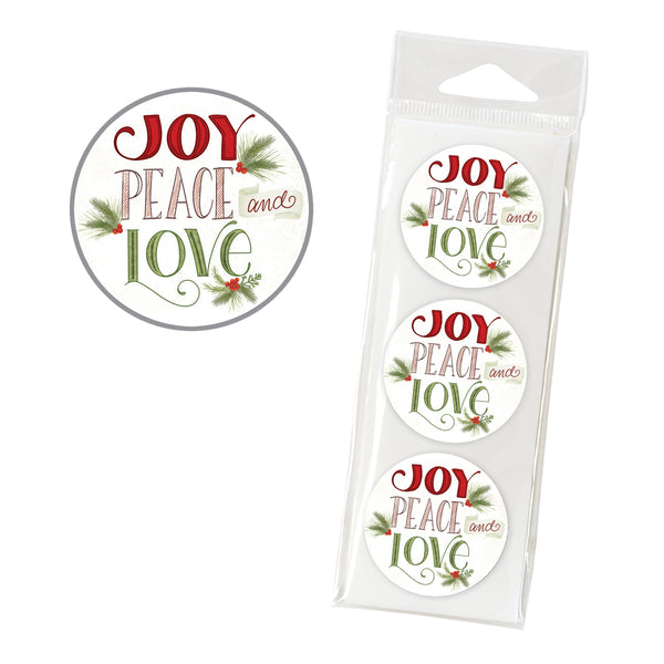 Holiday Envelope Seals - Joy Peace Love, Gina B Designs