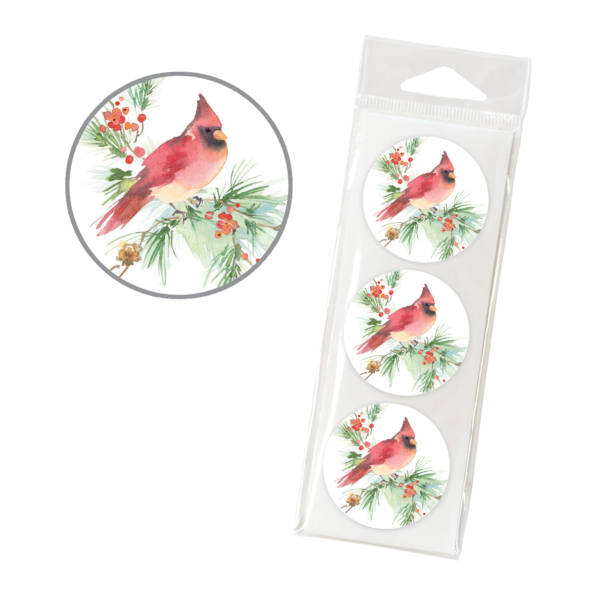 Holiday Envelope Seals - Cardinal Pine/Berries, Gina B Designs