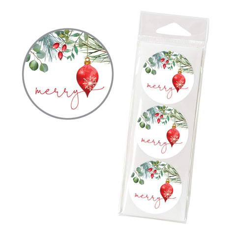 Holiday Envelope Seals - Single Red Bauble